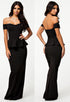 Sexy Black Peplum Maxi Dress With Drop shoulder